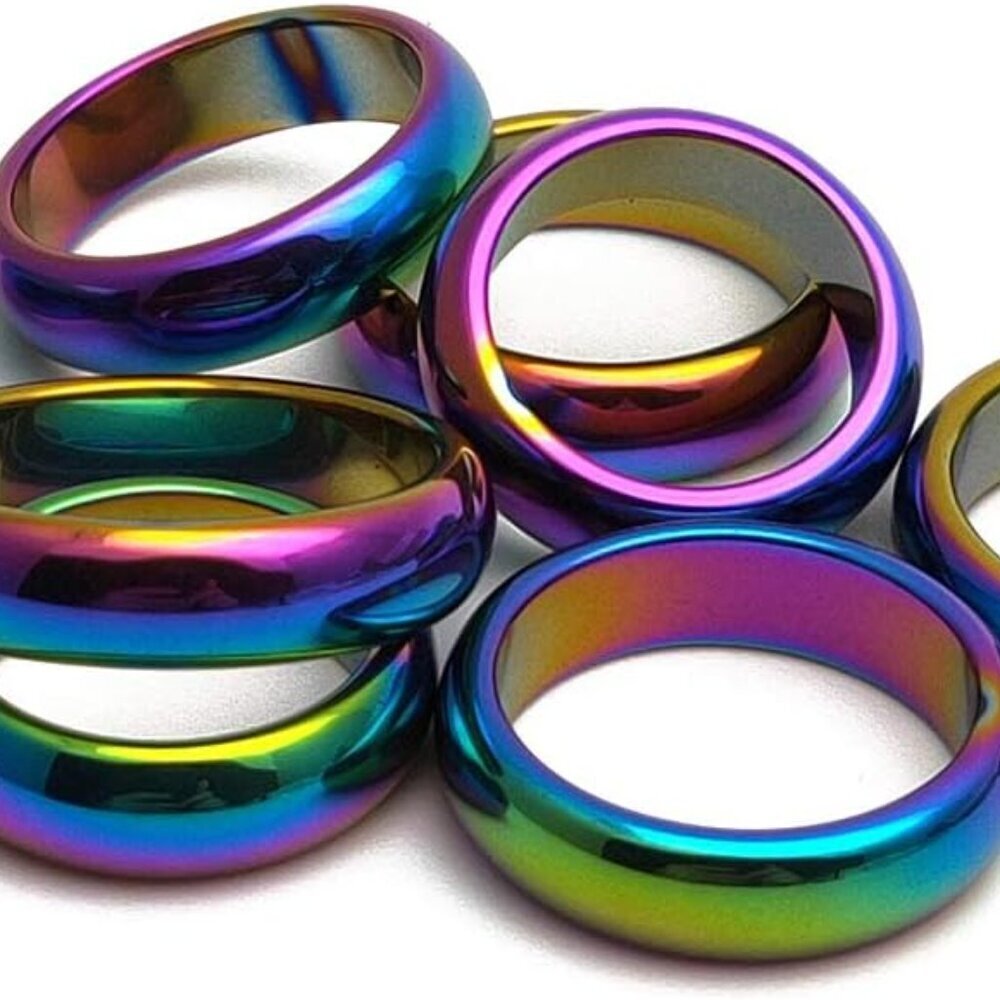 Hematite Stone Rings for Women Men Unisex, Balance Root Chakra Pack of Mixed Siz